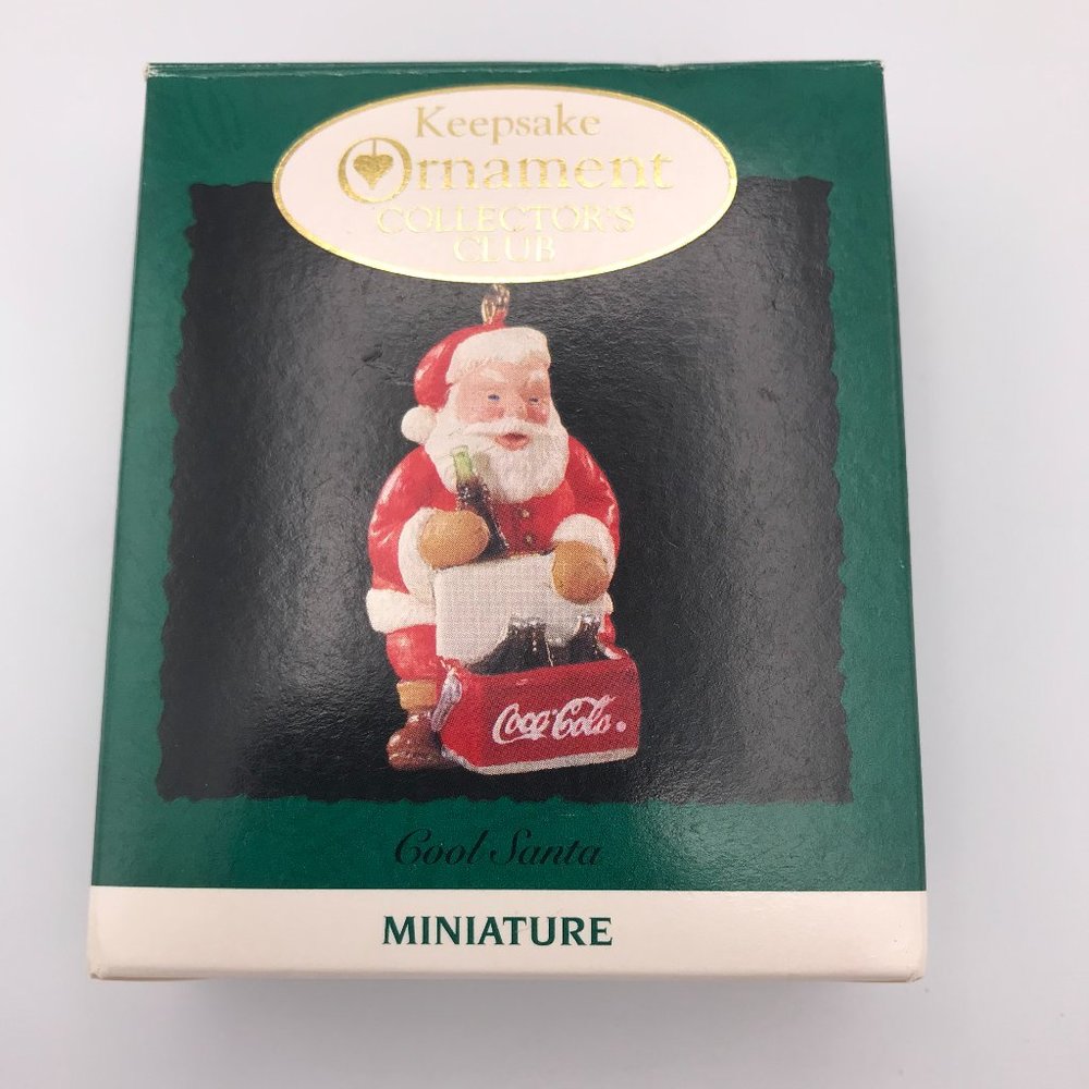 Hallmark Keepsake Ornament "Cool Santa" w/ Cooler & Drink 1998 Coke Mini Figure